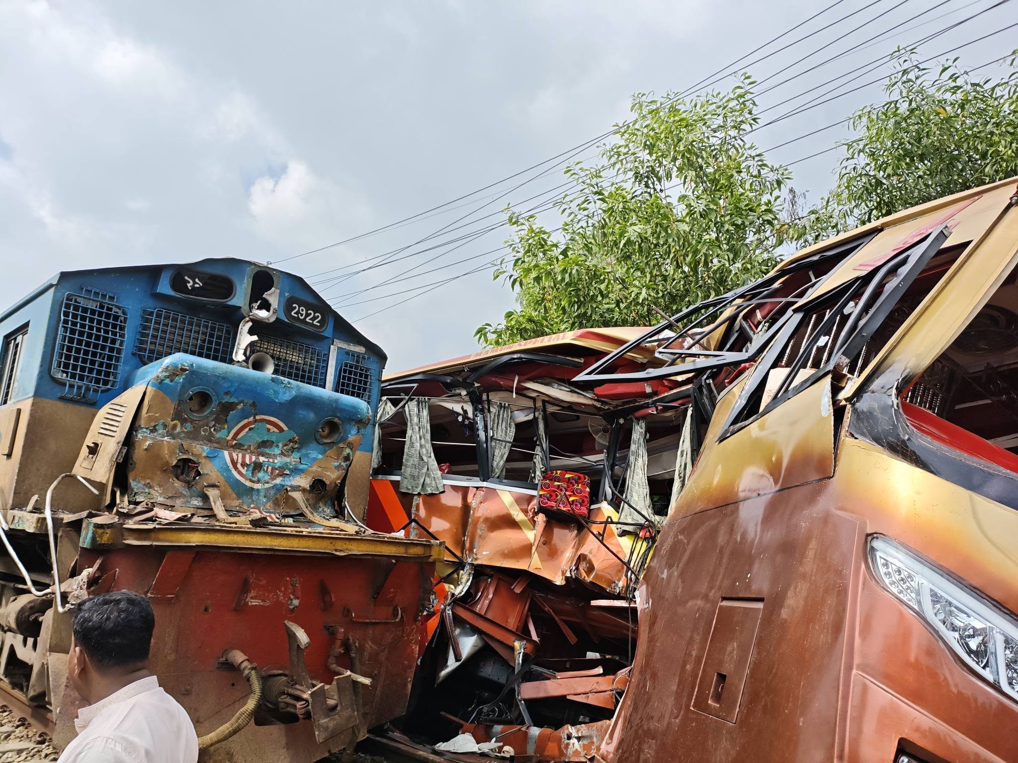 12 killed in Cumilla as train hits bus at unmanned level crossing