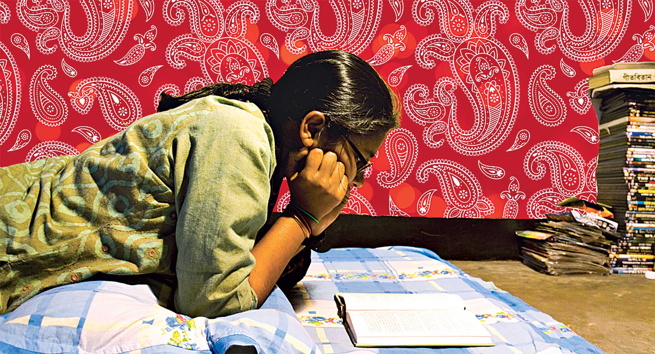 The comfort of books amidst wedding lights