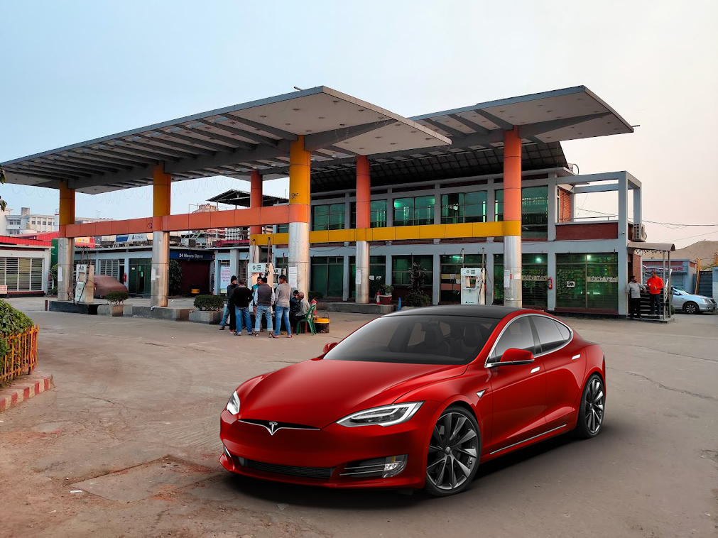 Millionaire’s son buys electric car following closure of local petrol pumps