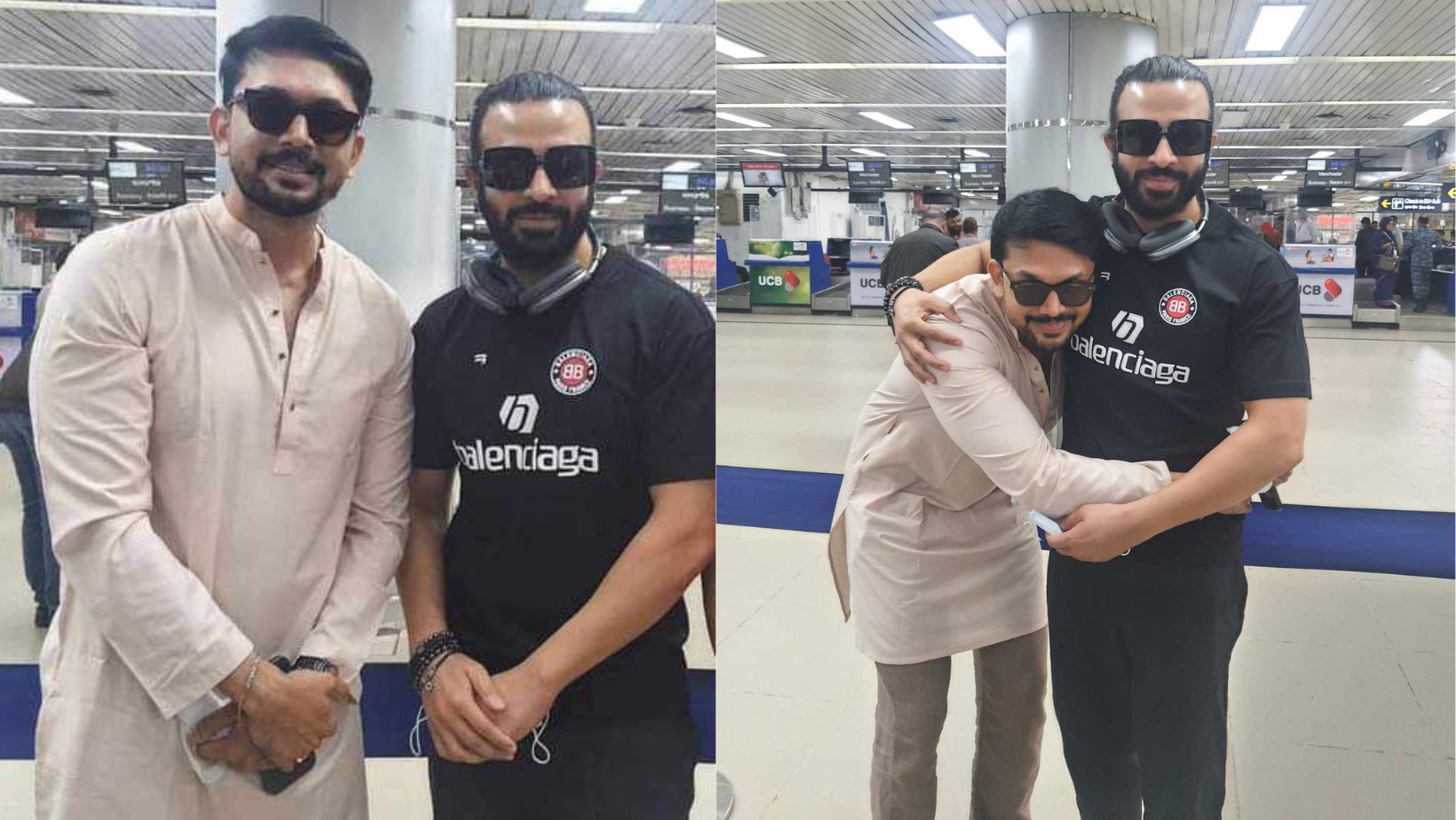 Shakib Khan and Arifin Shuvoo spotted at Dhaka airport