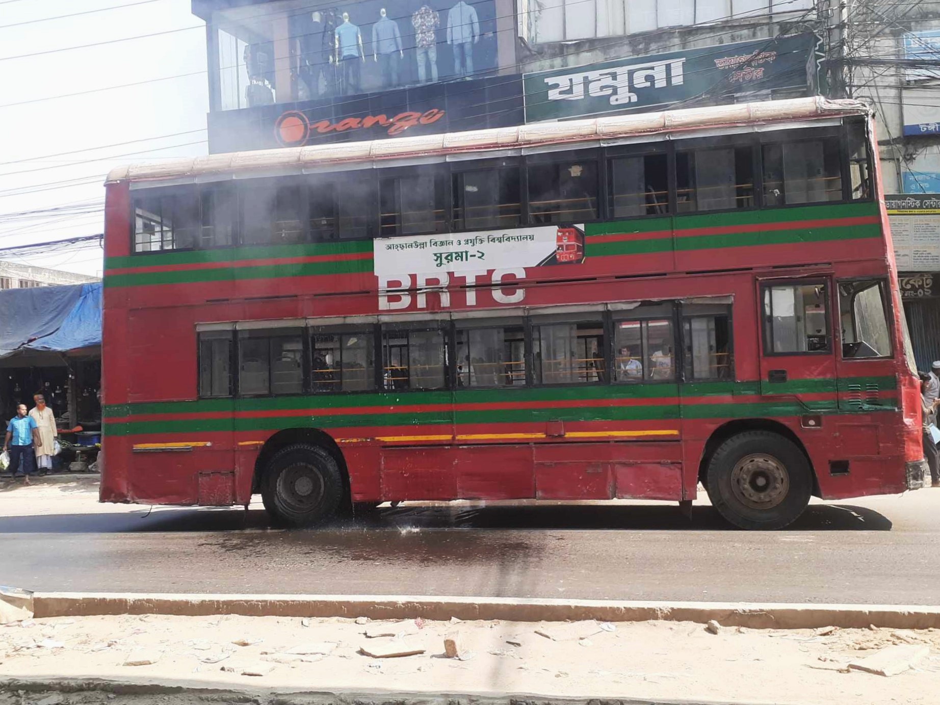 BRTC double-decker torched in Tongi