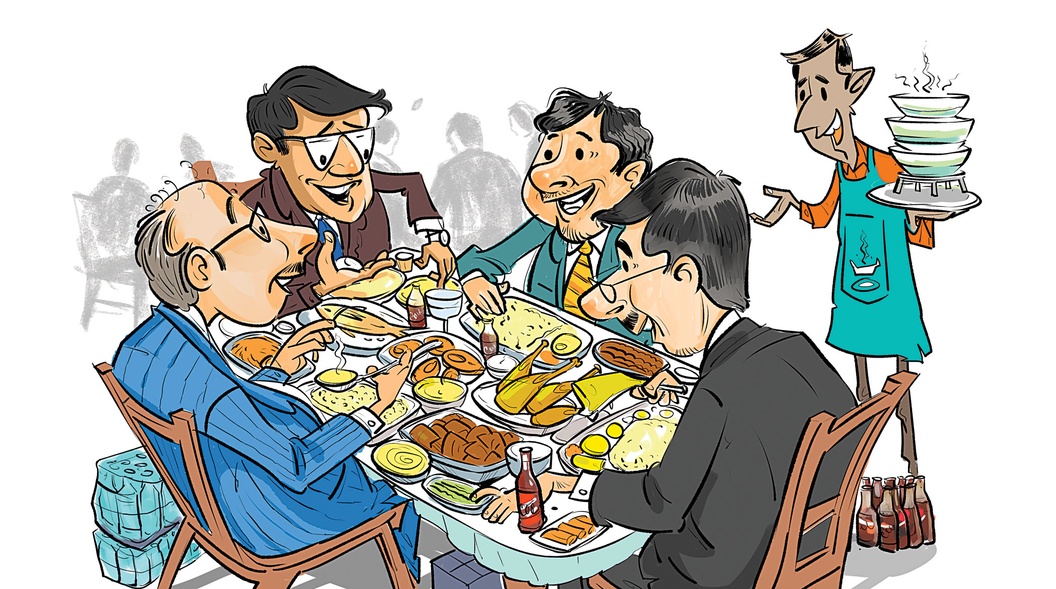 20 plates of rice, 118 plates of curries for a lunch of 4!