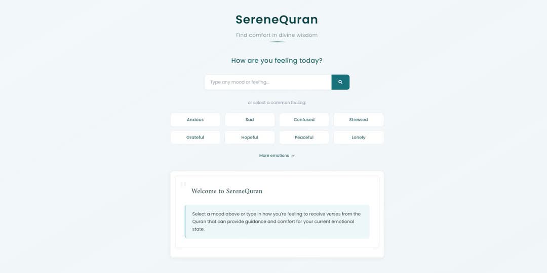 SereneQuran: AI web app recommends Quran verses based on your mood