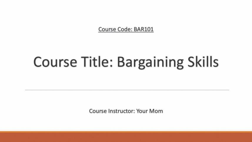Bargaining skills