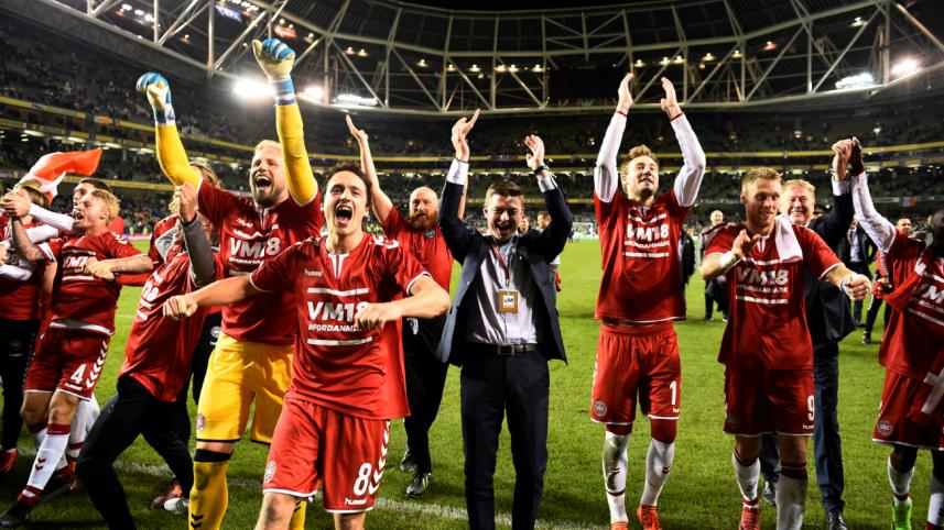 Denmark players celebrate