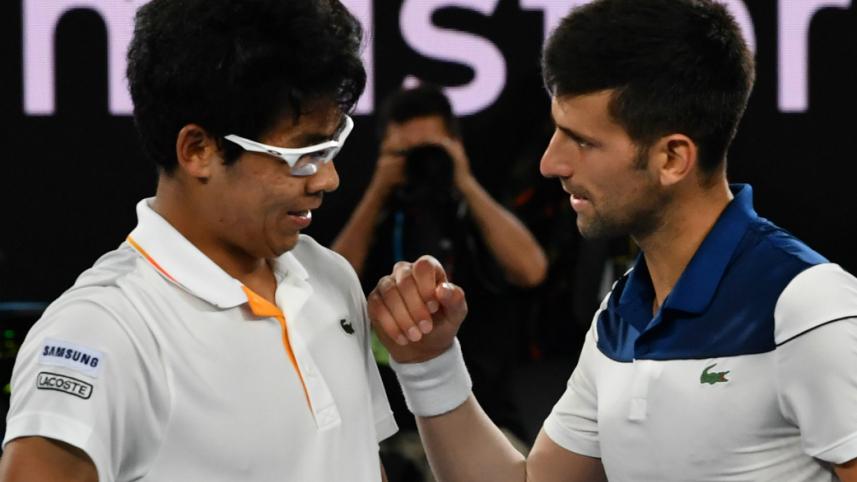 Hyeon Chung and Novak Djokovic