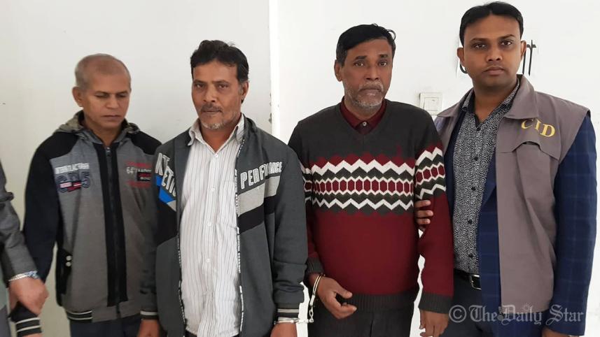 The arrested alleged fraudsters are produced before media in Dhaka on January 15