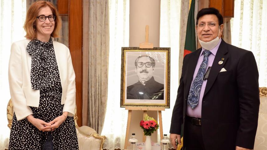 Foreign Minister AK Abdul Momen and Swiss Ambassador Nathalie Chuard