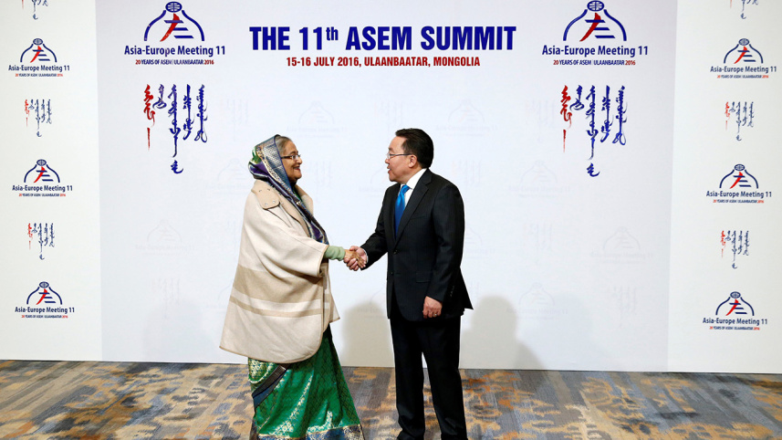 Prime Minister Sheikh Hasina, Bangladesh, Ulaanbaatar, Asia-Europe Meeting (ASEM) Summit, Association of Southeast Asian Nations (Asean), Mongolia, President of Mongolia Tsakhiagiin Elbegdorj, President of European Council Donald Tusk, President of Myanma