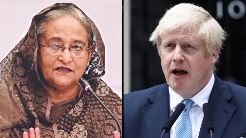 Sheikh Hasina and Boris Johnson