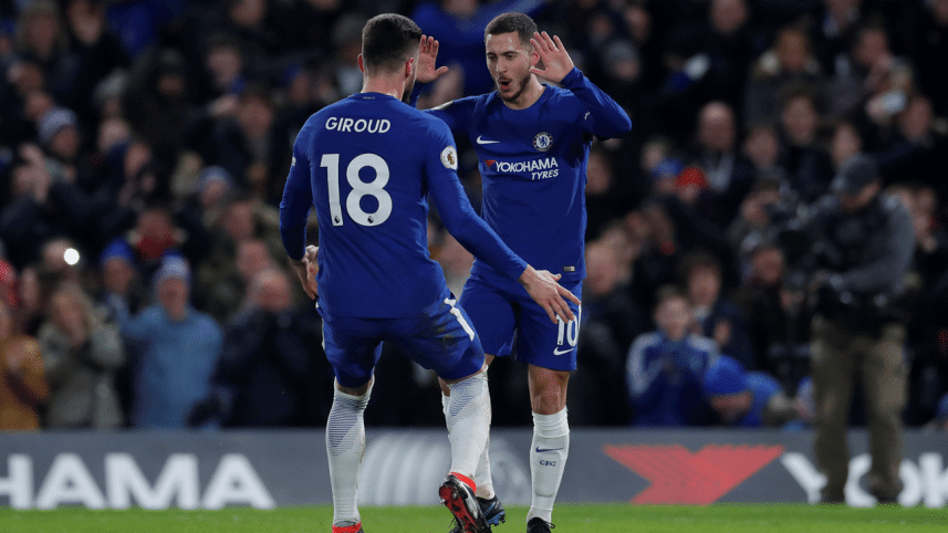 Eden Hazard celebrates