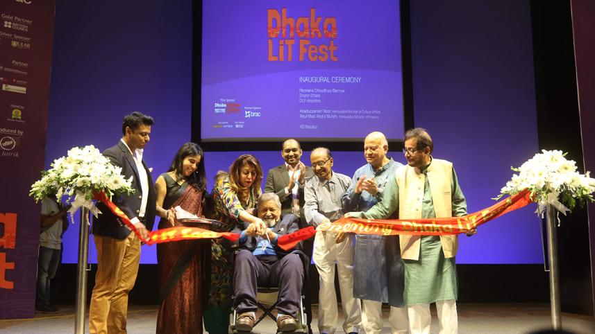 Nobel Prize winning litterateur VS Naipaul,inaugurates,Dhaka Lit Fest 2016,Finance Minister AMA Muhith,Cultural Affairs Minister Asaduzzaman Noor,present