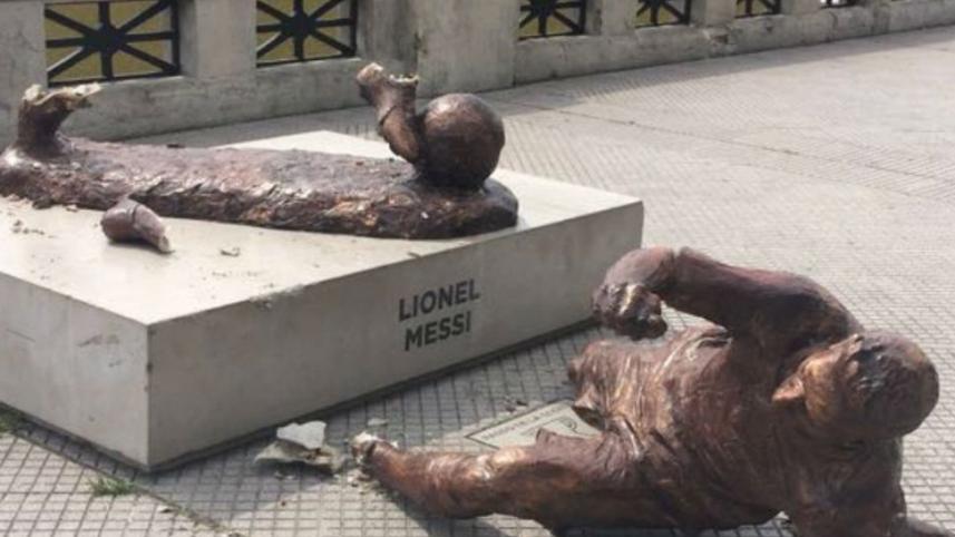 Lionel Messi statue vandalised again
