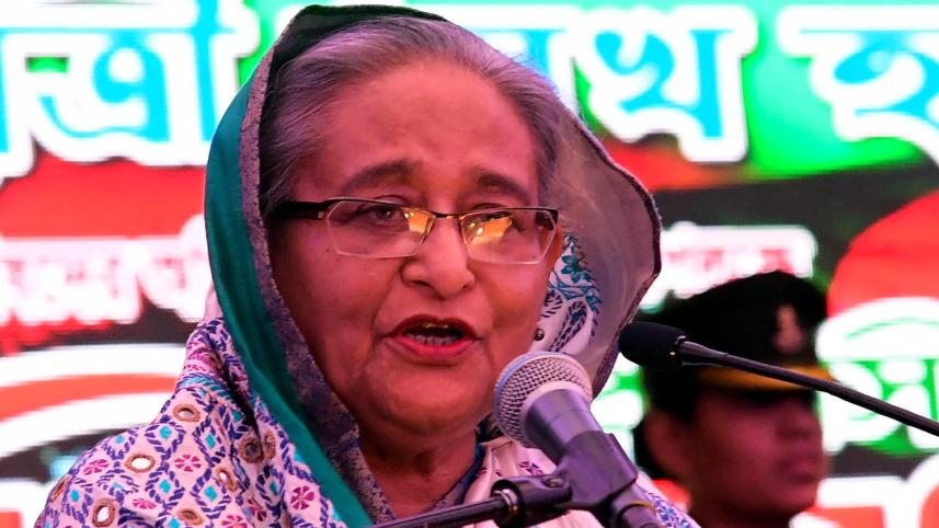 Prime Minister Sheikh Hasina addresses a civic reception 