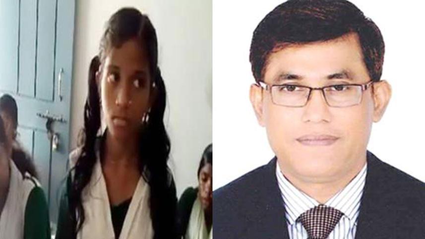 Eighth grader Poli Malakar and UNO Mahmudul Huq