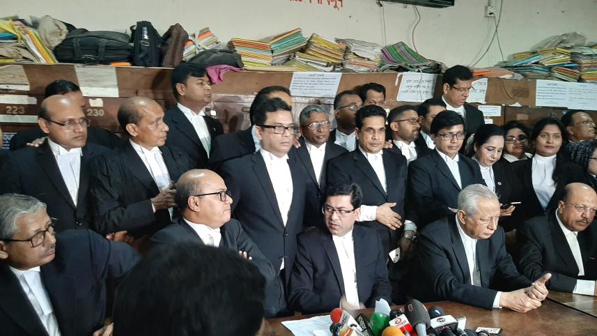 Attorney General Mahbubey Alam talks during a briefing 