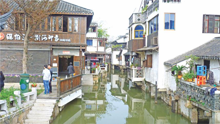 The Grand Canal running throughout Suzhou city.