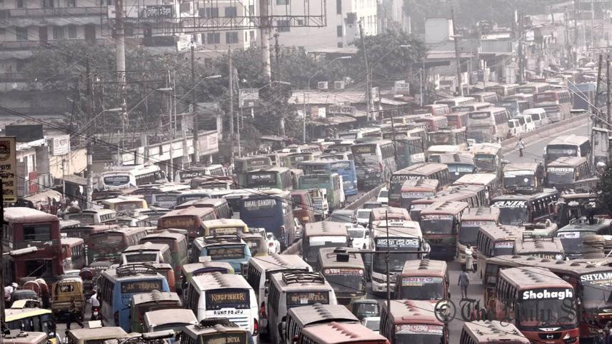 Traffic jam in Dhaka