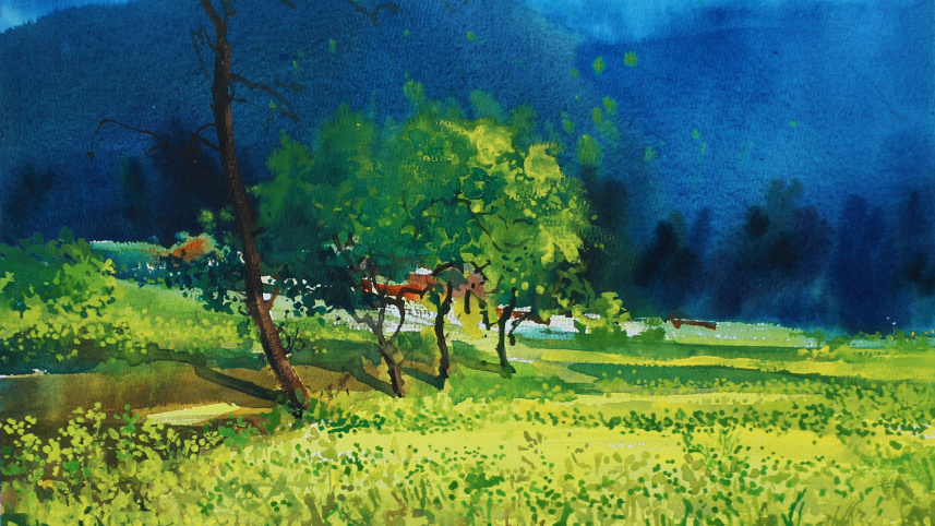 shahanoor_mamun_mustard_field_beside_blue_mountain._watercolor_on_paper_45x_38cm2020.jpg