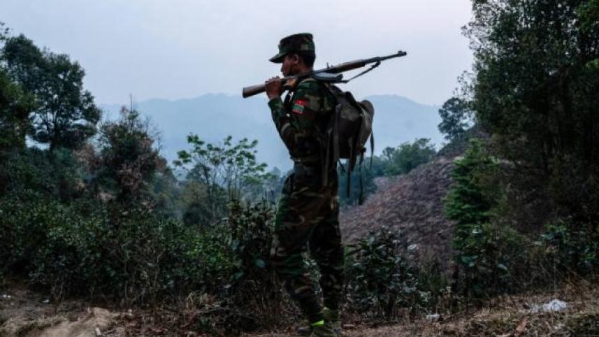Myanmar border police members in Bangladesh