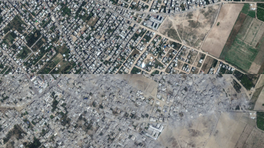 Gaza now unrecognisable from space