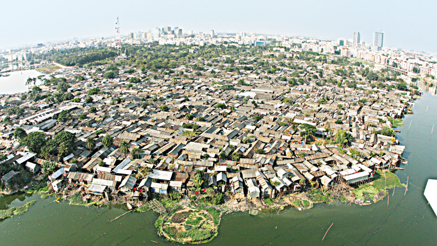 Korail Slum, Dhaka. Despite Dhaka’s economic opportunities, 34% live below the poverty line in slums and underserved areas. 
