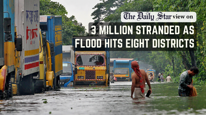 3 million stranded as flood hits eight districts