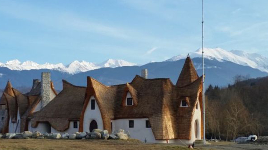 Romanian couple, fairytale castle, Transylvania, offbeat