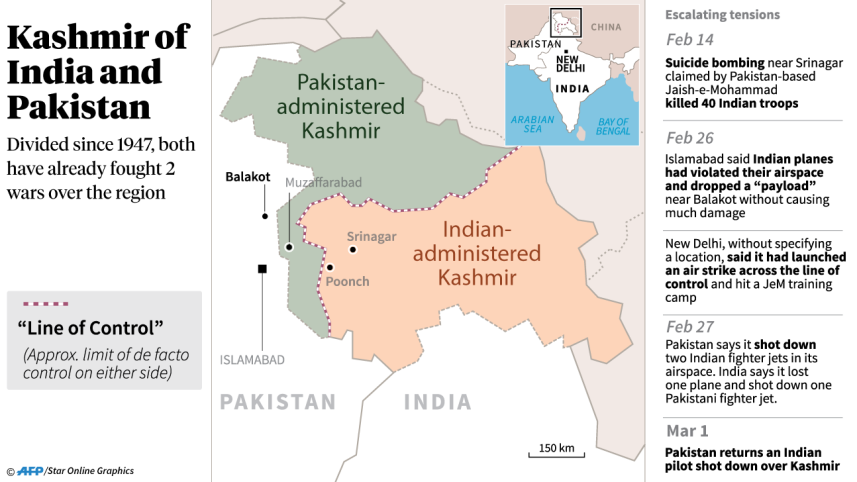 Map of the Kashmir region of India and Pakistan