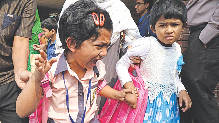 Terrified schoolgirls