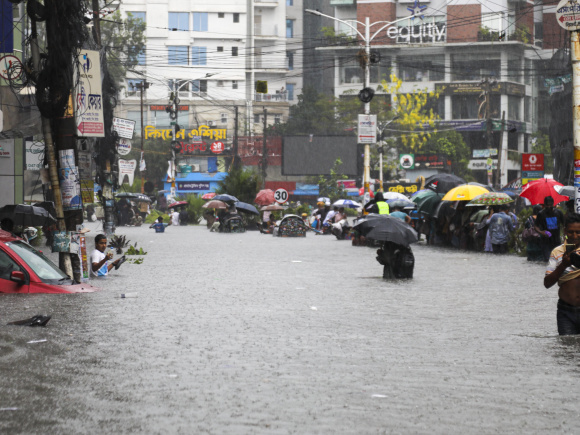 Prabartak intersection in Chattogram was submerged following heavy rainfall yesterday. Photo: Rajib Raihan