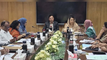 Civil Aviation and Tourism Minister Afroza Khanam today addressed the ADP implementation progress  review meeting at the ministry's conference room. Photo: PID