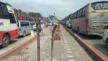 Eid traffic jam on Jamuna Bridge