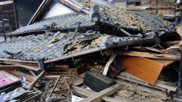 Part of the compound of the Shohinken garden is seen damaged in Yatsushiro, Kumamoto Prefecture, on July 29, 2026, after an earthquake struck the area the day before. Photo: AFP
