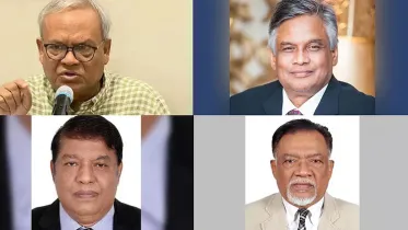 Ruhul Kabir Rizvi, Aman Ullah Aman (top row, from left), Farhad Halim Donar and Ismail Jabiullah (bottom row, from left). Photo Collage: BSS