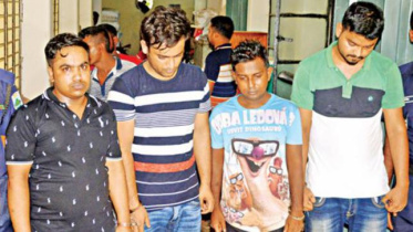 Arrested Tufan (left) Rupam, Ali Azam, Atiqur Rahman and Rupom.