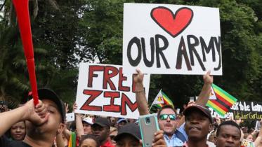 Protesters calling for Zimbabwean President Robert Mugabe to step down