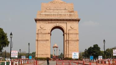 A view shows the India Gate war memorial