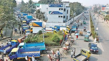 Illegally parked trucks