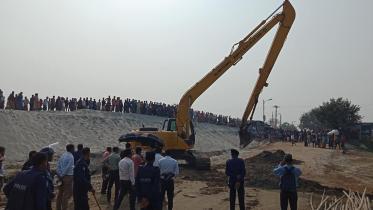 Eviction drive against illegal river port in Pabna