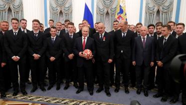 Putin with national football team.JPG