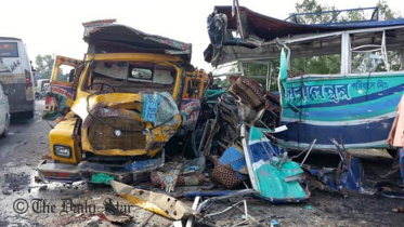 Eleven,people,killed,Tangail,road crash,collision,Mirzapur upazila,Jakiganj,Sylhet,Golapganj,upazila