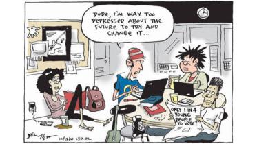 op-ed cartoon on city polls