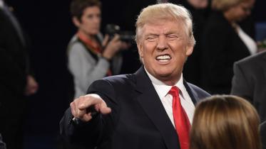 US Republican presidential nominee Donald Trump, Hillary Clinton, second debate, social media, bewilderment and mockery, body language