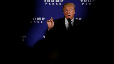 US Republican presidential candidate Donald Trump, AT&T, policy speech, US election 2016