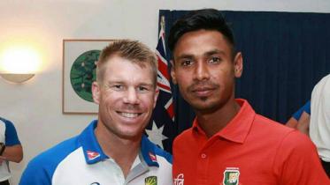 David Warner and Mustafizur Rahman