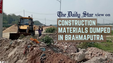 Construction materials dumped in Brahmaputra
