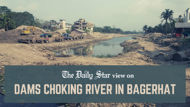 dams choking bishkhali river in bagerhat