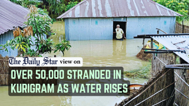 over 50,000 stranded in kurigram as floodwater rises