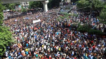 Celebration after fall of Sheikh Hasina in Dhaka on August 5, 2024